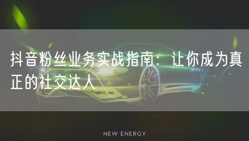 抖音粉丝业务实战指南：让你成为真正的社交达人