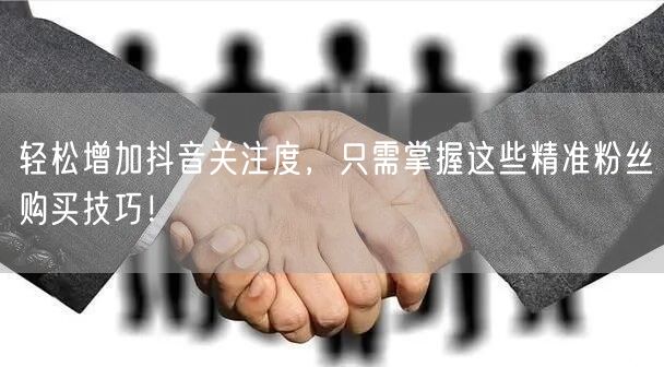 轻松增加抖音关注度，只需掌握这些精准粉丝购买技巧！