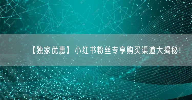 【独家优惠】小红书粉丝专享购买渠道大揭秘！