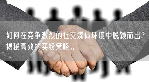如何在竞争激烈的社交媒体环境中脱颖而出？揭秘高效的买粉策略。