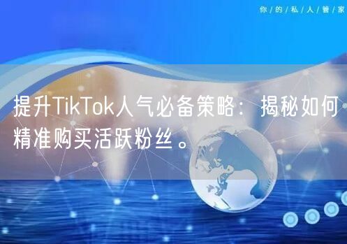 提升TikTok人气必备策略：揭秘如何精准购买活跃粉丝。