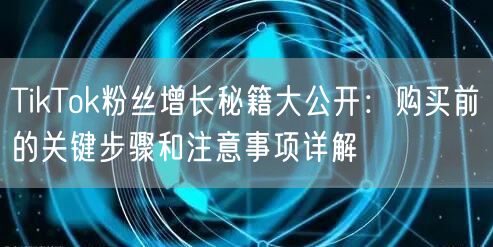 TikTok粉丝增长秘籍大公开：购买前的关键步骤和注意事项详解