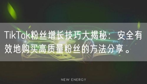 TikTok粉丝增长技巧大揭秘：安全有效地购买高质量粉丝的方法分享。
