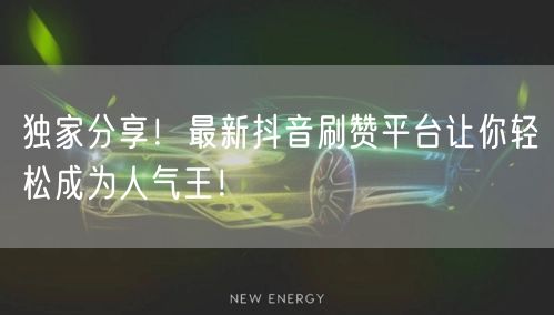 独家分享！最新抖音刷赞平台让你轻松成为人气王！