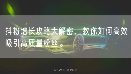 抖粉增长攻略大解密，教你如何高效吸引高质量粉丝。
