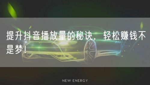 提升抖音播放量的秘诀，轻松赚钱不是梦！