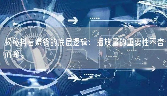 揭秘抖音赚钱的底层逻辑：播放量的重要性不言而喻。