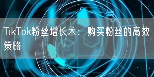 TikTok粉丝增长术：购买粉丝的高效策略