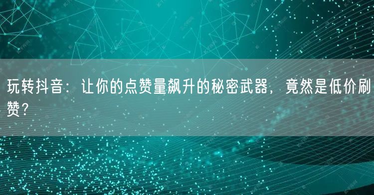 玩转抖音：让你的点赞量飙升的秘密武器，竟然是低价刷赞？