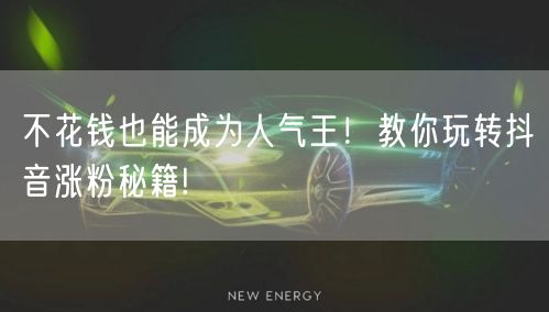 不花钱也能成为人气王！教你玩转抖音涨粉秘籍!