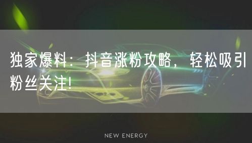 独家爆料：抖音涨粉攻略，轻松吸引粉丝关注!