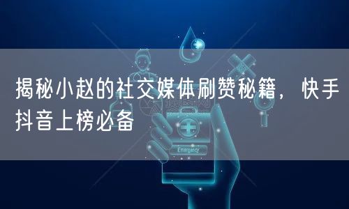 揭秘小赵的社交媒体刷赞秘籍，快手抖音上榜必备