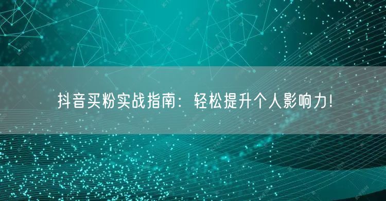 抖音买粉实战指南：轻松提升个人影响力！