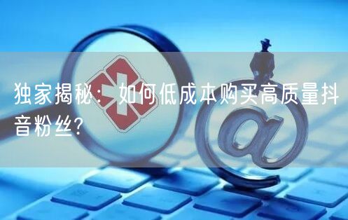 独家揭秘：如何低成本购买高质量抖音粉丝?
