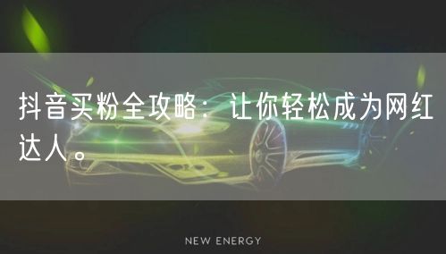 抖音买粉全攻略：让你轻松成为网红达人。
