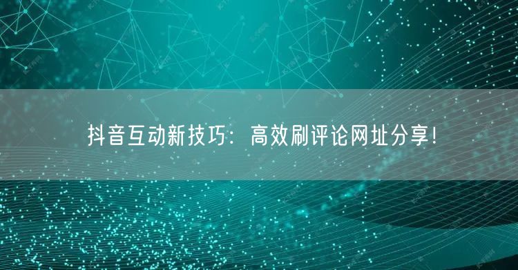 抖音互动新技巧：高效刷评论网址分享！