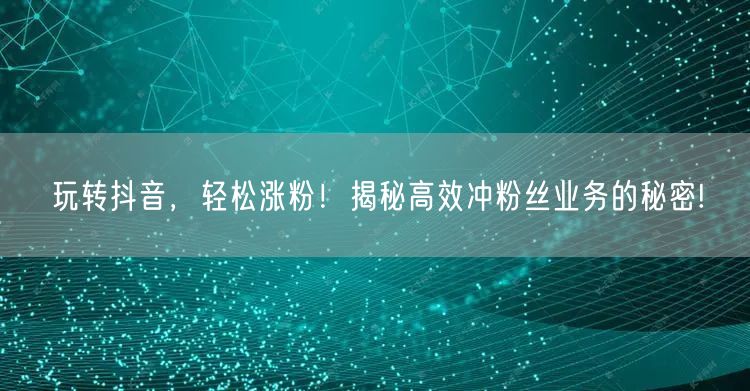 玩转抖音，轻松涨粉！揭秘高效冲粉丝业务的秘密!