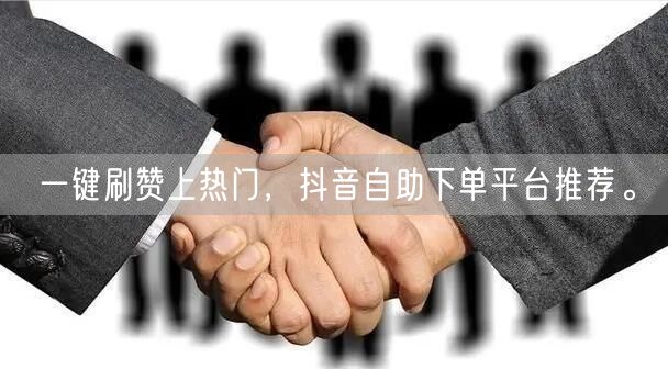 一键刷赞上热门，抖音自助下单平台推荐。