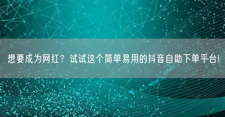 想要成为网红？试试这个简单易用的抖音自助下单平台!