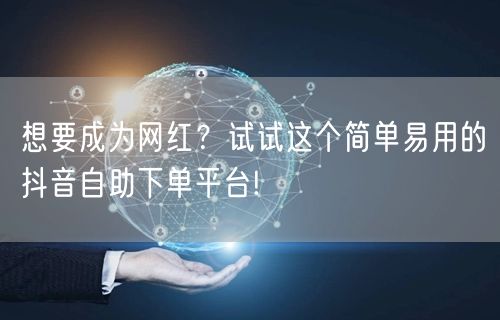 想要成为网红？试试这个简单易用的抖音自助下单平台!