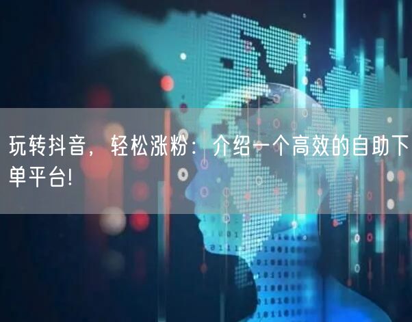 玩转抖音，轻松涨粉：介绍一个高效的自助下单平台!