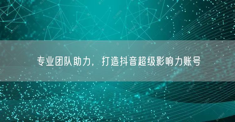 专业团队助力，打造抖音超级影响力账号