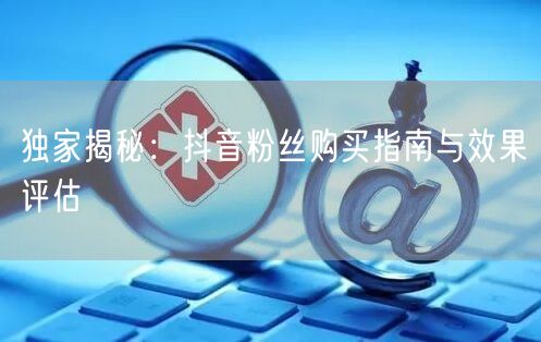 独家揭秘：抖音粉丝购买指南与效果评估