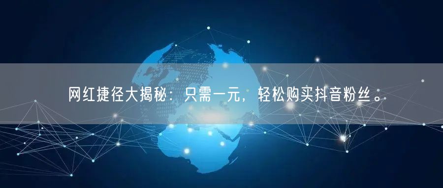 网红捷径大揭秘：只需一元，轻松购买抖音粉丝。