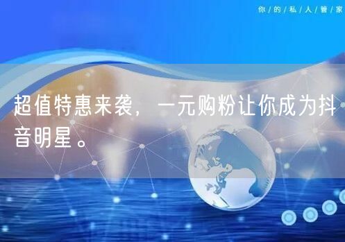 超值特惠来袭，一元购粉让你成为抖音明星。