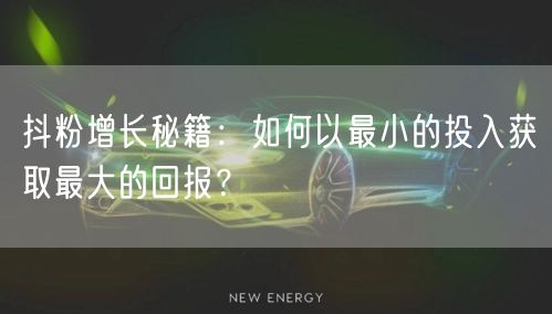 抖粉增长秘籍：如何以最小的投入获取最大的回报？