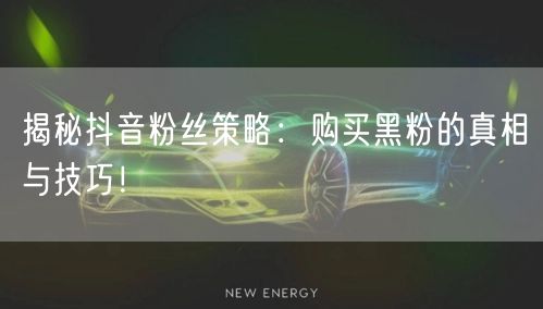 揭秘抖音粉丝策略：购买黑粉的真相与技巧！