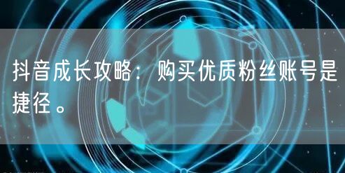 抖音成长攻略：购买优质粉丝账号是捷径。