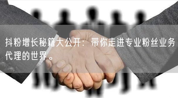 抖粉增长秘籍大公开：带你走进专业粉丝业务代理的世界。