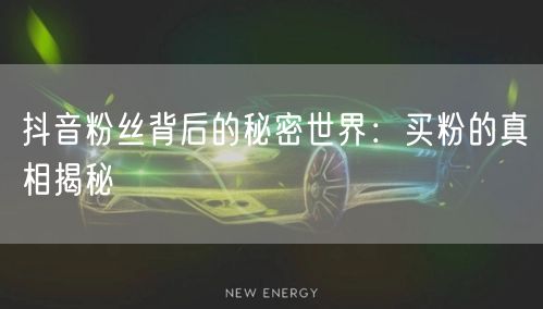 抖音粉丝背后的秘密世界：买粉的真相揭秘
