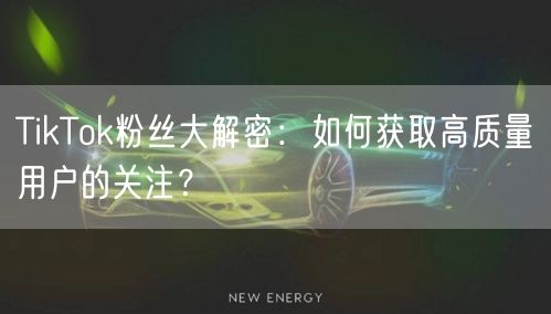 TikTok粉丝大解密：如何获取高质量用户的关注？