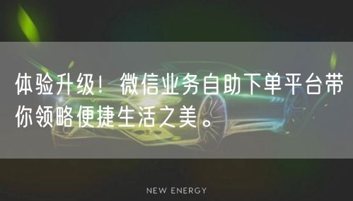 体验升级！微信业务自助下单平台带你领略便捷生活之美。