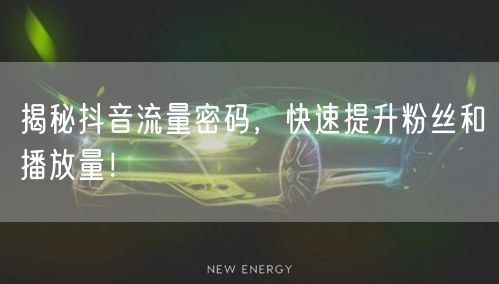 揭秘抖音流量密码，快速提升粉丝和播放量！