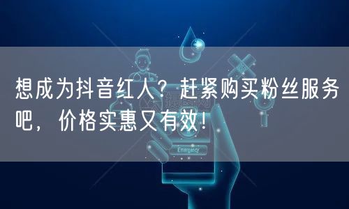 想成为抖音红人？赶紧购买粉丝服务吧，价格实惠又有效！
