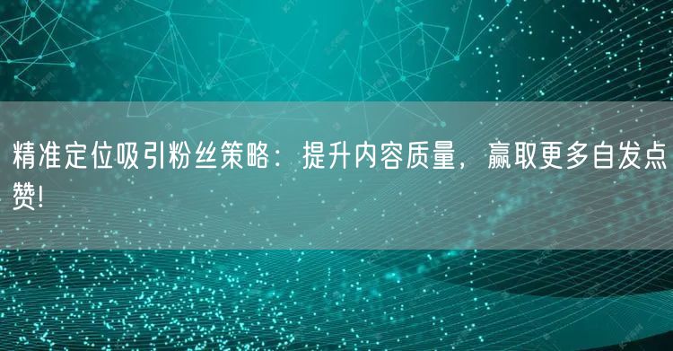 精准定位吸引粉丝策略：提升内容质量，赢取更多自发点赞!