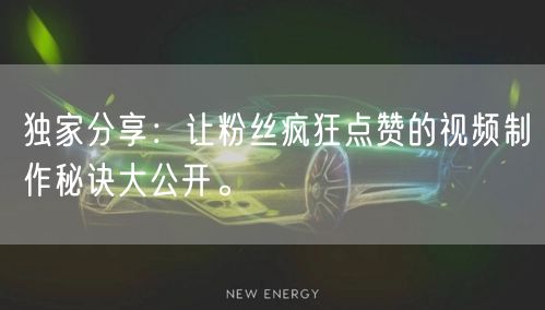 独家分享：让粉丝疯狂点赞的视频制作秘诀大公开。