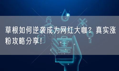 草根如何逆袭成为网红大咖？真实涨粉攻略分享！