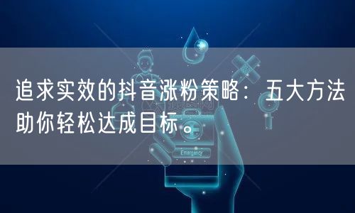 追求实效的抖音涨粉策略：五大方法助你轻松达成目标。
