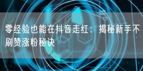 零经验也能在抖音走红：揭秘新手不刷赞涨粉秘诀