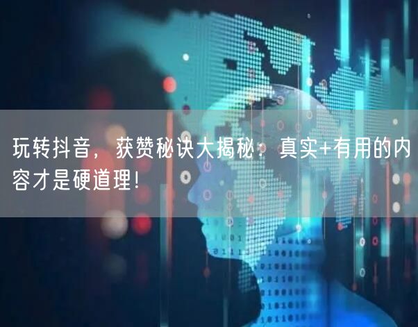 玩转抖音，获赞秘诀大揭秘：真实+有用的内容才是硬道理！
