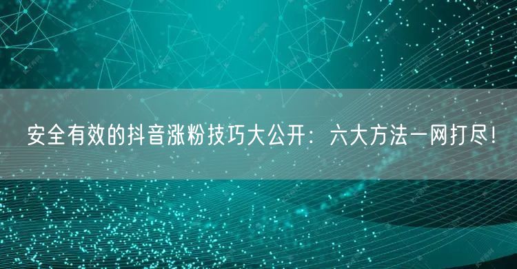 安全有效的抖音涨粉技巧大公开：六大方法一网打尽！