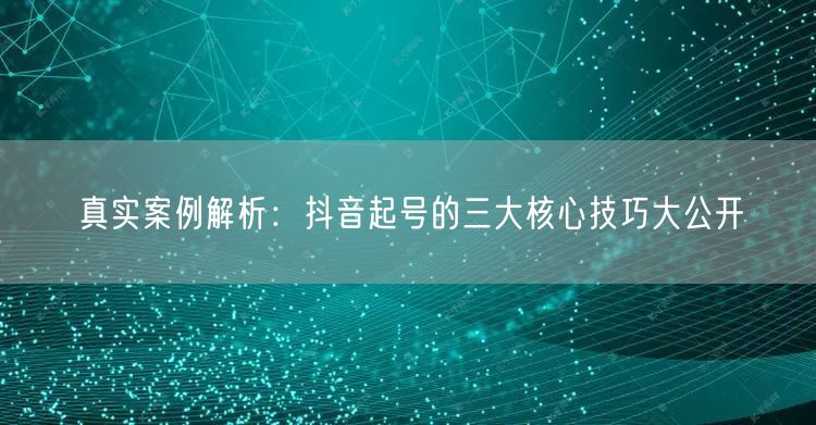 真实案例解析：抖音起号的三大核心技巧大公开