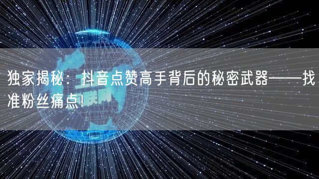 独家揭秘：抖音点赞高手背后的秘密武器——找准粉丝痛点！