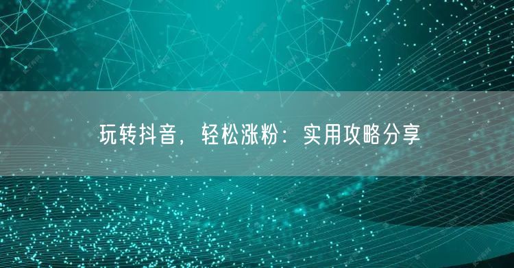 玩转抖音，轻松涨粉：实用攻略分享