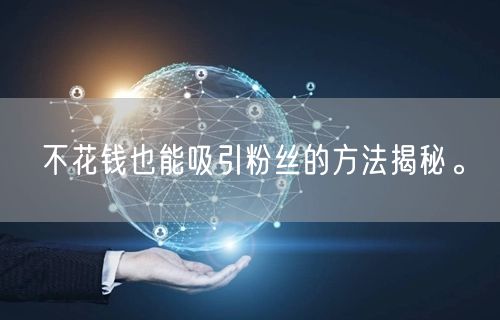 不花钱也能吸引粉丝的方法揭秘。