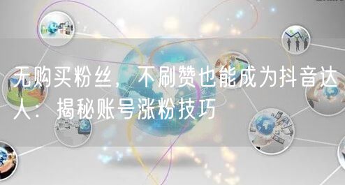 无购买粉丝，不刷赞也能成为抖音达人：揭秘账号涨粉技巧